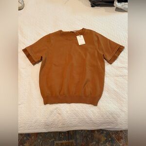 Skies Are Blue Brown Short Sleeve Top